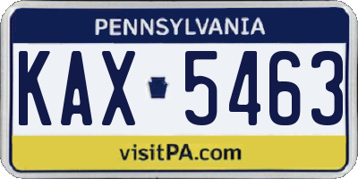 PA license plate KAX5463