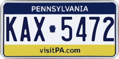 PA license plate KAX5472