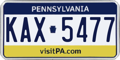 PA license plate KAX5477