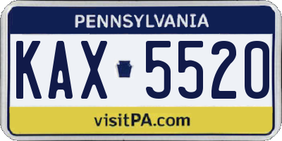 PA license plate KAX5520