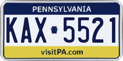 PA license plate KAX5521