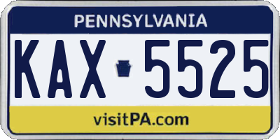 PA license plate KAX5525