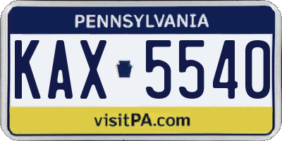 PA license plate KAX5540