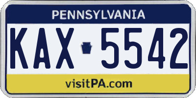 PA license plate KAX5542