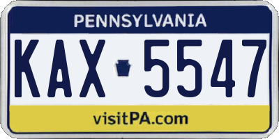 PA license plate KAX5547