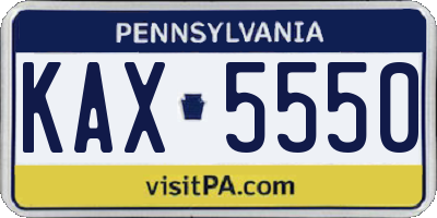 PA license plate KAX5550
