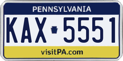 PA license plate KAX5551