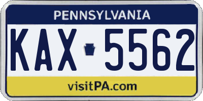 PA license plate KAX5562