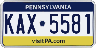 PA license plate KAX5581