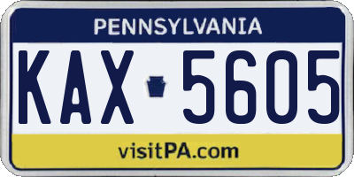 PA license plate KAX5605