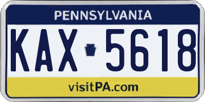 PA license plate KAX5618