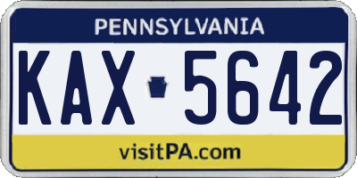 PA license plate KAX5642