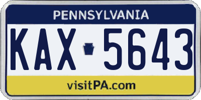 PA license plate KAX5643