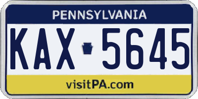 PA license plate KAX5645