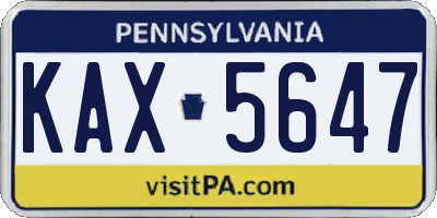 PA license plate KAX5647