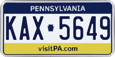 PA license plate KAX5649
