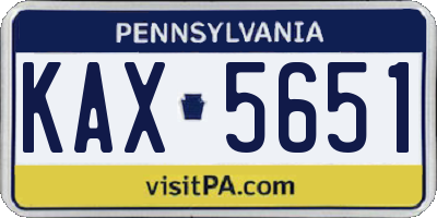 PA license plate KAX5651