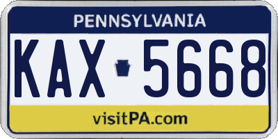 PA license plate KAX5668