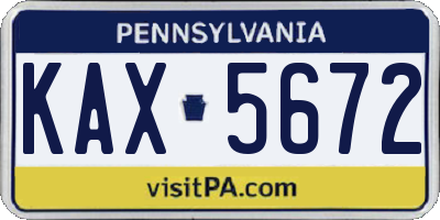PA license plate KAX5672