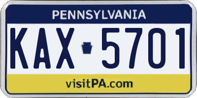 PA license plate KAX5701