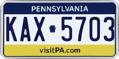 PA license plate KAX5703