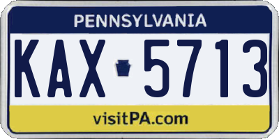 PA license plate KAX5713