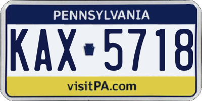 PA license plate KAX5718