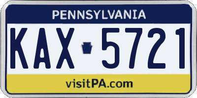 PA license plate KAX5721
