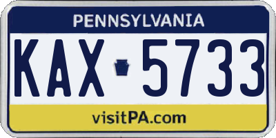 PA license plate KAX5733