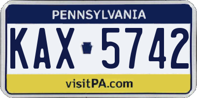 PA license plate KAX5742
