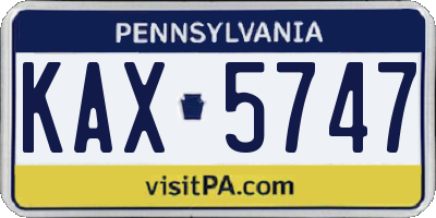 PA license plate KAX5747