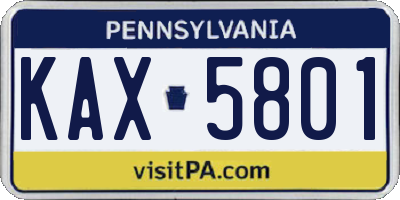 PA license plate KAX5801