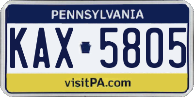PA license plate KAX5805