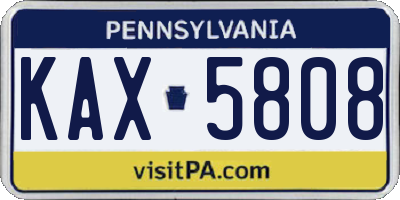 PA license plate KAX5808