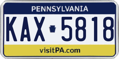 PA license plate KAX5818
