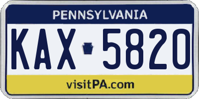 PA license plate KAX5820