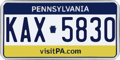PA license plate KAX5830