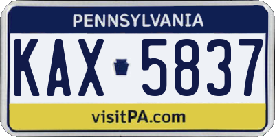 PA license plate KAX5837