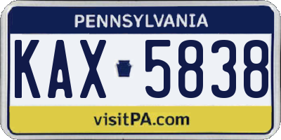 PA license plate KAX5838