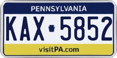 PA license plate KAX5852