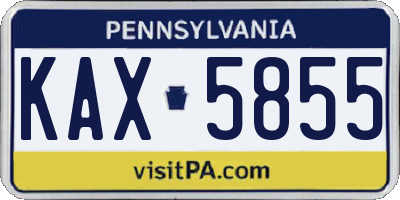 PA license plate KAX5855