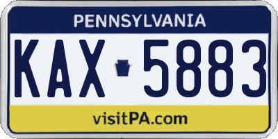 PA license plate KAX5883