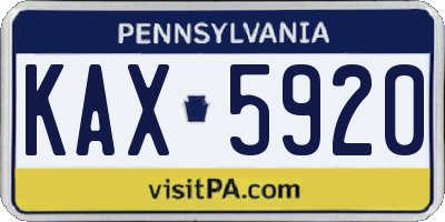 PA license plate KAX5920
