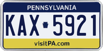 PA license plate KAX5921