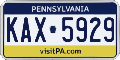 PA license plate KAX5929