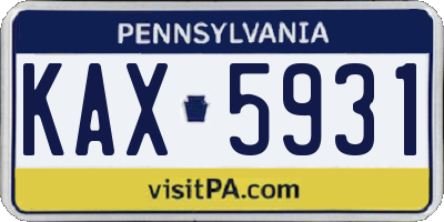 PA license plate KAX5931