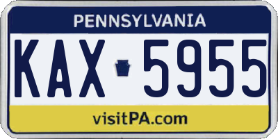 PA license plate KAX5955