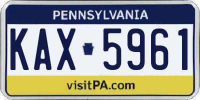 PA license plate KAX5961