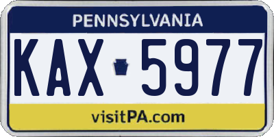 PA license plate KAX5977