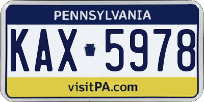 PA license plate KAX5978
